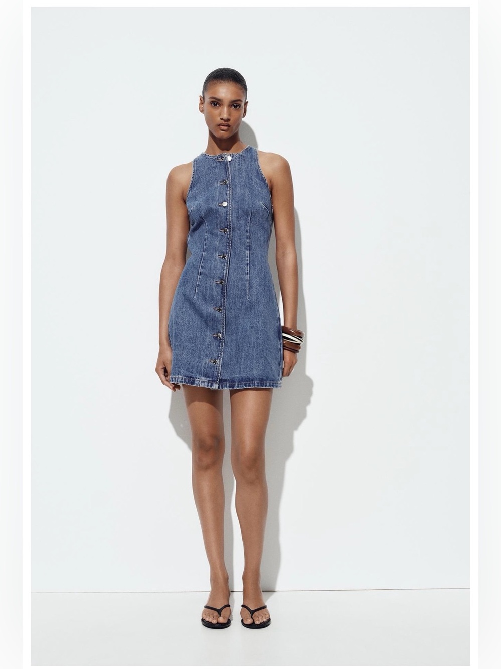 NWT Zara Denim Mini Dress Button Front Sz XS